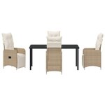 vidaXL Set de repas de jardin 5 pièces avec coussins Beige Poly Rattan
