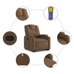 vidaXL Fauteuil de massage inclinable Marron Tissu