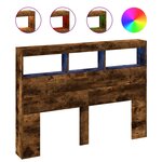 vidaXL Armoire tête de lit avec LED chêne fumé 140x17x102 cm