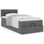 vidaXL Cadre de lit ottoman avec matelas gris foncé 100x200 cm tissu