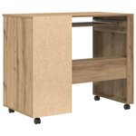 vidaXL Bureau avec roulettes avec roue chêne artisanal 91 x 50 x 77 cm