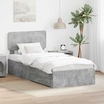 vidaXL Cadre de lit Gris béton 90 x 190 cm Bois d'ingénierie
