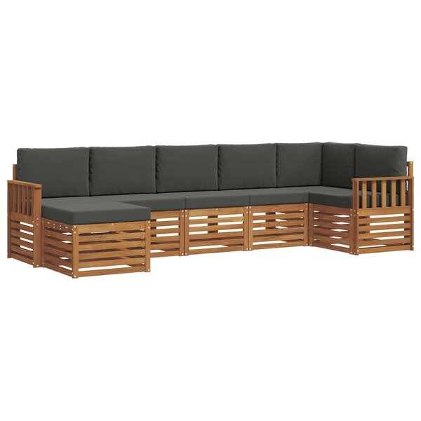 vidaXL Ensemble de canapé d'angle 7 Pièces Naturel et Anthracite