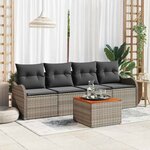 vidaXL Ensemble de canapé de jardin 5 Pièces Gris Poly rotin