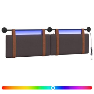 vidaXL Tête de lit suspendue Avec lumière LED Marron foncé PU antique