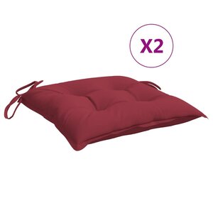 vidaXL Coussins de palette lot de 2 rouge bordeaux 50x50x7 cm