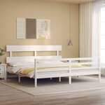 vidaXL Cadre de lit sans matelas blanc bois massif