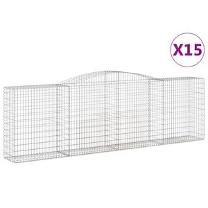 vidaXL Paniers à gabions arqués 15 Pièces 400x50x120/140 cm Fer galvanisé