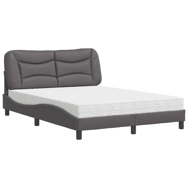 vidaXL Lit avec matelas Hvar gris 140x190 cm similicuir