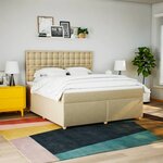 vidaXL Sommier à lattes de lit avec matelas Crème 180x200 cm Tissu