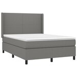 vidaXL Sommier à lattes de lit matelas LED Gris foncé 140x200 cm Tissu