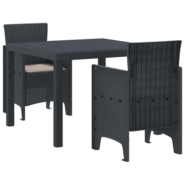 vidaXL Ensemble de salle à manger pour jardin 3 Pièces Anthracite