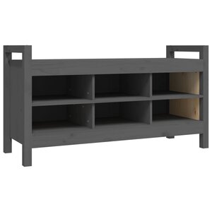 Banc banquette d'entrée 110 x 40 x 60 cm bois de pin massif gris 02_0010801