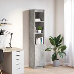vidaXL Buffet haut gris béton 37 5x35x180 cm bois d'ingénierie