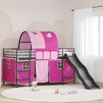 vidaXL Lit mezzanine pour enfants Noir et rose 107 x 200 cm Métал