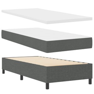 vidaXL Lit à ressort avec matelas et banc gris foncé 100 x 200 cm tissu