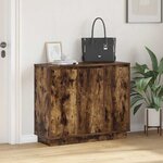Buffet vidaXL avec éclairage LED en chêne fumé 90x32x75 cm en bois d'ingénierie