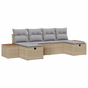 vidaXL Ensemble de canapé de jardin avec coussin 6 Pièces Beige polyrotin