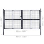 vidaXL Portail en maille de jardin Acier galvanisé 289x200 cm Gris