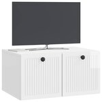 vidaXL Meuble TV mural Montage mural Blanc brillant 59 5 x 41 x 30 cm