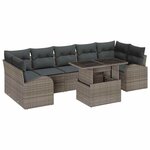 vidaXL Salon de jardin 8 pièces avec coussins en poly rattan gris