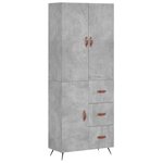 vidaXL Buffet haut Gris béton 69 5x34x180 cm Bois d'ingénierie