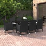 vidaXL Ensemble à dîner de jardin coussins 9 Pièces Résine tressée Verre