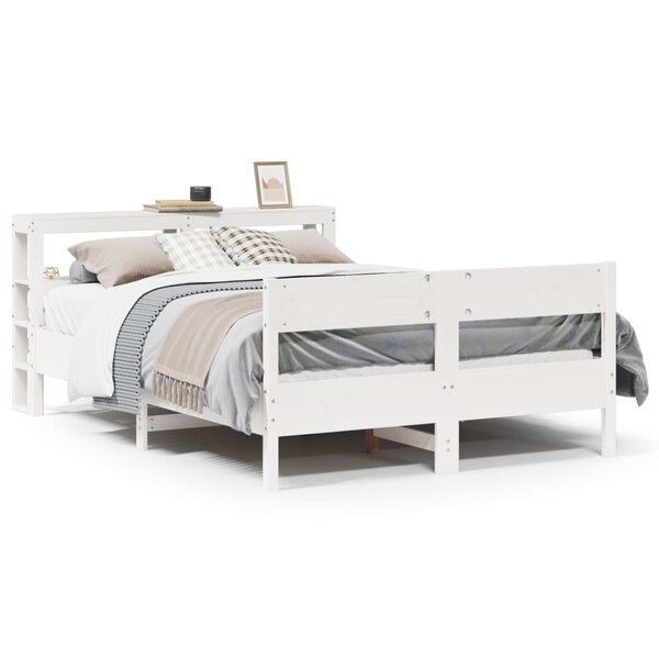vidaXL Cadre de lit sans matelas blanc 160x200 cm bois de pin massif