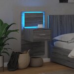 vidaXL Table de chevet murale avec lumières LED sonoma gris