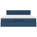 vidaXL Lit ottoman avec matelas et LED bleu 180x200cm tissu