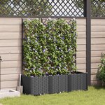 vidaXL Pot de jardin avec treillis 3 Pièces Noir 120x40x143 cm