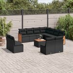 vidaXL Salon de jardin 12 Pièces avec coussins noir résine tressée