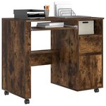 vidaXL Bureau avec roues Chêne fumé 91 x 50 x 77 cm Bois d'ingénierie