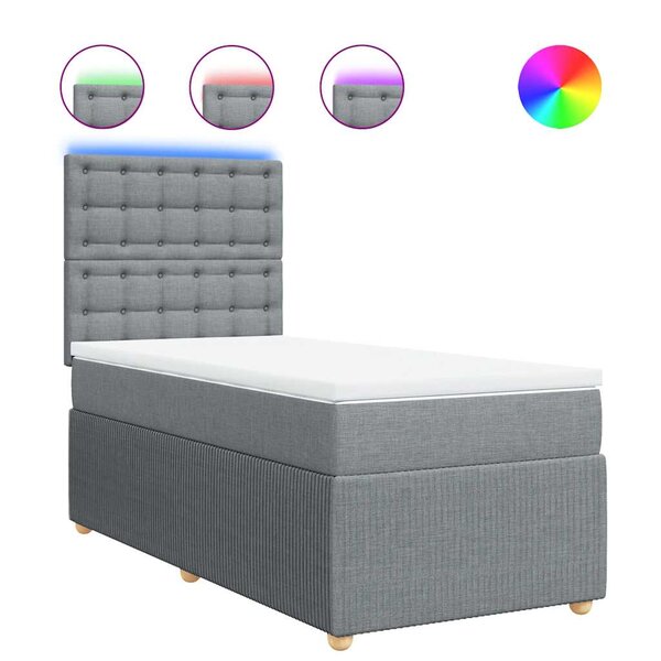 vidaXL Sommier à lattes de lit et matelas Gris clair 90x190 cm Tissu