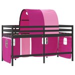 vidaXL Lit mezzanine enfants et tunnel rose 90x200cm bois pin massif