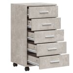 vidaXL Armoire à tiroirs avec roulettes Gris béton Bois d'ingénierie