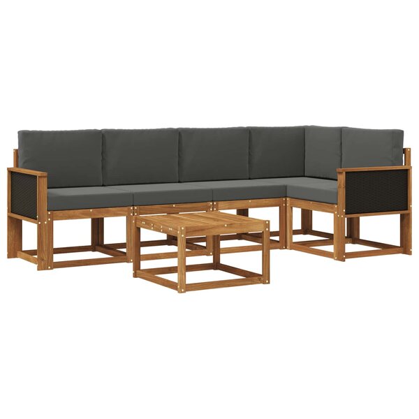 vidaXL Ensemble de canapés d'extérieur 6 pc Naturel et Anthracite