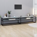 vidaXL Meuble TV Marbre blanc 220x40x40 5 cm Verre trempé