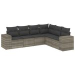 vidaXL Salon de jardin 6 Pièces avec coussins gris clair résine tressée