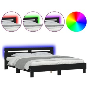 vidaXL Cadre de lit avec LED sans matelas noir 160x200 cm