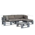 vidaXL Salon palette de jardin 4 Pièces avec coussins gris bois