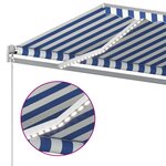 Vidaxl auvent manuel rétractable avec led 450x300 cm bleu et blanc
