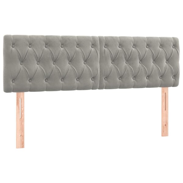 vidaXL Têtes de lit 2 Pièces Gris clair 80x7x78/88 cm Velours