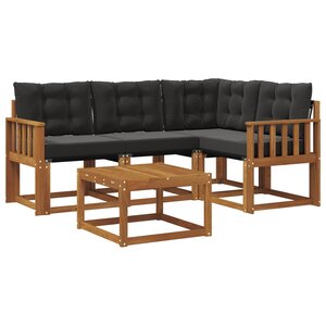 vidaXL Ensemble de canapés d'extérieur 5 pc Naturel et Noir