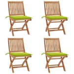 vidaXL Chaises pliables de jardin avec coussins lot de 4 Teck solide