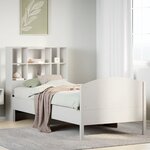 vidaXL Lit bibliothèque sans matelas blanc 90x190cm bois de pin massif