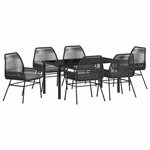 vidaXL Ensemble de salle à manger pour jardin 7 Pièces Noir polyrotin