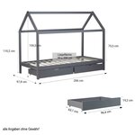Lit Enfant avec Matelas Cadre de Lit Cabane Enfant 90x200 cm Gris Avec Tiroirs