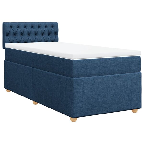 vidaXL Sommier à lattes de lit avec matelas Bleu 90x200 cm Tissu