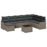 vidaXL Ensemble de canapé de jardin avec coussin 9 Pièces Gris Poly rotin